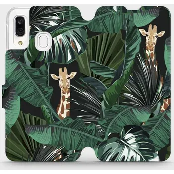 Pouzdro na mobilní telefon Flipové pouzdro Mobiwear - Samsung Galaxy A40 - VP06P Žirafky (Knížkové flip pouzdro, obal, kryt na mobil Samsung Galaxy A40 - VP06P Žirafky, materiál Umělá kůže + TPU - ochrana 360°, stojánek, silikonová vanička, magnetické zavírání)