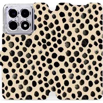 Pouzdro na mobilní telefon Flipové pouzdro Mobiwear - Xiaomi 14T Pro - VA50S Černé puntíky (Knížkové flip pouzdro, obal, kryt na mobil Xiaomi 14T Pro - VA50S Černé puntíky, materiál Umělá kůže + TPU - ochrana 360°, stojánek, silikonová vanička, magnetické zavírání)