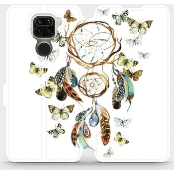 Pouzdro na mobilní telefon Flipové pouzdro Mobiwear - Xiaomi Redmi Note 9 - M001P Lapač a motýlci (Knížkové flip pouzdro, obal, kryt na mobil Xiaomi Redmi Note 9 - M001P Lapač a motýlci, materiál Umělá kůže + TPU - ochrana 360°, stojánek, silikonová vanička, magnetické zavírání)