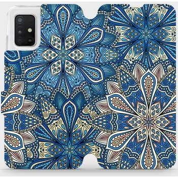 Pouzdro na mobilní telefon Flipové pouzdro Mobiwear - Samsung Galaxy A51 - V108P Modré mandala květy (Knížkové flip pouzdro, obal, kryt na mobil Samsung Galaxy A51 - V108P Modré mandala květy, materiál Umělá kůže + TPU - ochrana 360°, stojánek, silikonová vanička, magnetické zavírá