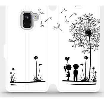 Pouzdro na mobilní telefon Flipové pouzdro Mobiwear - Samsung Galaxy A8 2018 - MH16P Dvojice s pampeliškou (Knížkové flip pouzdro, obal, kryt na mobil Samsung Galaxy A8 2018 - MH16P Dvojice s pampeliškou, materiál Umělá kůže + TPU - ochrana 360°, stojánek, silikonová vanička,)