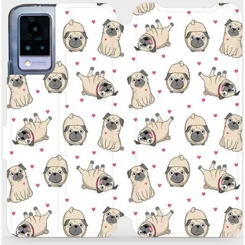 Pouzdro na mobilní telefon Flipové pouzdro Mobiwear - Vivo V21 5G - M097P Mopsíci (Knížkové flip pouzdro, obal, kryt na mobil Vivo V21 5G - M097P Mopsíci, materiál Umělá kůže + TPU - ochrana 360°, stojánek, silikonová vanička, magnetické zavírání)