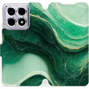 Flipové pouzdro Mobiwear - Xiaomi 14T - VP38S Zelený mramor (Knížkové flip pouzdro, obal, kryt na mobil Xiaomi 14T - VP38S Zelený mramor, materiál Umělá kůže + TPU - ochrana 360°, stojánek, silikonová vanička, magnetické zavírání)