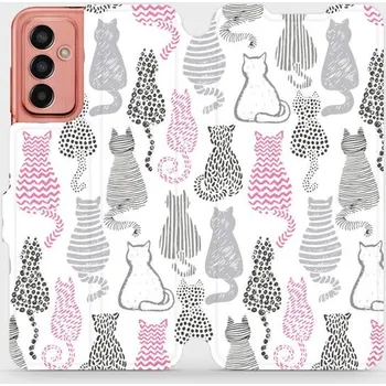 Pouzdro na mobilní telefon Flipové pouzdro Mobiwear - Samsung Galaxy M13 - MX01S Kočičí zádíčka (Knížkové flip pouzdro, obal, kryt na mobil Samsung Galaxy M13 - MX01S Kočičí zádíčka, materiál Umělá kůže + TPU - ochrana 360°, stojánek, silikonová vanička, magnetické zavírání)