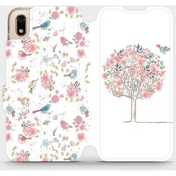 Pouzdro na mobilní telefon Flipové pouzdro Mobiwear - Huawei Y5 2019 / Honor 8S - M120S Strom a ptáčci (Knížkové flip pouzdro, obal, kryt na mobil Huawei Y5 2019 / Honor 8S - M120S Strom a ptáčci, materiál Umělá kůže + TPU - ochrana 360°, stojánek, silikonová vanička, magnetické)