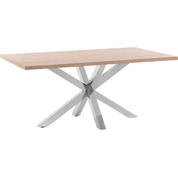 Jídelní stůl Dubový jídelní stůl Kave Home Argo 180 x 100 cm s nerezovou podnoží