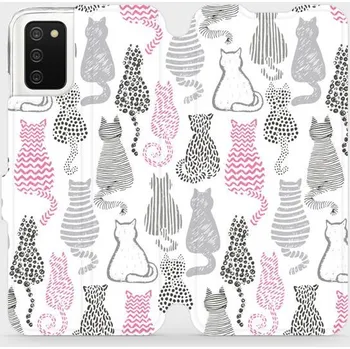 Pouzdro na mobilní telefon Flipové pouzdro Mobiwear - Samsung Galaxy A02s - MX01S Kočičí zádíčka (Knížkové flip pouzdro, obal, kryt na mobil Samsung Galaxy A02s - MX01S Kočičí zádíčka, materiál Umělá kůže + TPU - ochrana 360°, stojánek, silikonová vanička, magnetické zavírání)