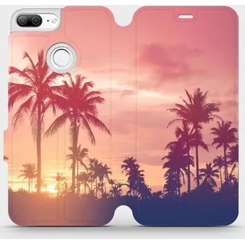 Pouzdro na mobilní telefon Flipové pouzdro Mobiwear - Honor 9 Lite - M134P Palmy a růžová obloha (Knížkové flip pouzdro, obal, kryt na mobil Honor 9 Lite - M134P Palmy a růžová obloha, materiál Umělá kůže + TPU - ochrana 360°, stojánek, silikonová vanička, magnetické zavírání)