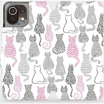 Pouzdro na mobilní telefon Flipové pouzdro Mobiwear - Xiaomi Mi 11 Lite LTE / 5G - MX01S Kočičí zádíčka (Knížkové flip pouzdro, obal, kryt na mobil Xiaomi Mi 11 Lite LTE / 5G - MX01S Kočičí zádíčka, materiál Umělá kůže + TPU - ochrana 360°, stojánek, silikonová vanička, magnetické)