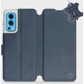 Pouzdro na mobilní telefon Kožené flip pouzdro Mobiwear - OnePlus Nord 2 5G - Modré (Kožené knížkové pouzdro, obal, kryt na mobil OnePlus Nord 2 5G, Modré, materiál Genuine Leather, ochrana 360°, stojánek, silikonová vanička, magnetické zavírání)