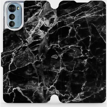 Pouzdro na mobilní telefon Flipové pouzdro Mobiwear - Motorola Moto E32s - V056P Černý mramor (Knížkové flip pouzdro, obal, kryt na mobil Motorola Moto E32s - V056P Černý mramor, materiál Umělá kůže + TPU - ochrana 360°, stojánek, silikonová vanička, magnetické zavírání)
