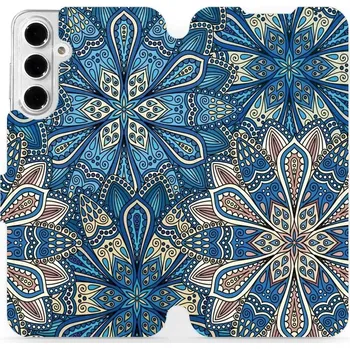 Flipové pouzdro Mobiwear - Samsung Galaxy A16 / A16 5G - V108P Modré mandala květy (Knížkové flip pouzdro, obal, kryt na mobil Samsung Galaxy A16 / A16 5G - V108P Modré mandala květy, materiál Umělá kůže + TPU - ochrana 360°, stojánek, silikonová vanička,