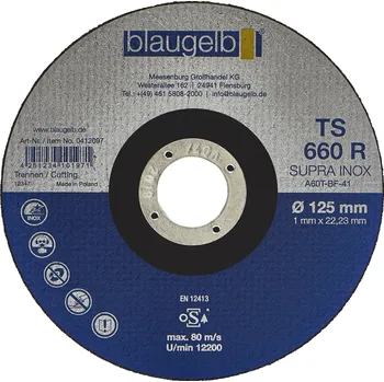 Řezný kotouč Řezný kotouč BLAUGELB 125 x 1,0 x 22,2 mm, 12.200 U/min