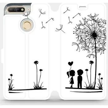 Pouzdro na mobilní telefon Flipové pouzdro Mobiwear - Honor 7A - MH16P Dvojice s pampeliškou (Knížkové flip pouzdro, obal, kryt na mobil Honor 7A - MH16P Dvojice s pampeliškou, materiál Umělá kůže + TPU - ochrana 360°, stojánek, silikonová vanička, magnetické zavírání)