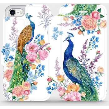 Pouzdro na mobilní telefon Flipové pouzdro Mobiwear - Apple iPhone 7 - MX08S Pávi (Knížkové flip pouzdro, obal, kryt na mobil Apple iPhone 7 - MX08S Pávi, materiál Umělá kůže + TPU - ochrana 360°, stojánek, silikonová vanička, magnetické zavírání)