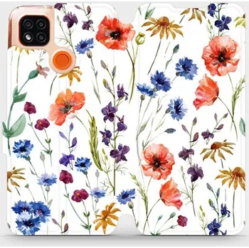 Pouzdro na mobilní telefon Flipové pouzdro Mobiwear - Xiaomi Redmi 9C - MP04S Luční kvítí (Knížkové flip pouzdro, obal, kryt na mobil Xiaomi Redmi 9C - MP04S Luční kvítí, materiál Umělá kůže + TPU - ochrana 360°, stojánek, silikonová vanička, magnetické zavírání)