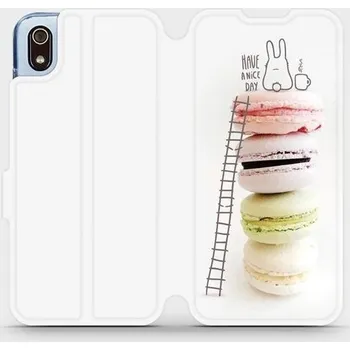 Pouzdro na mobilní telefon Flipové pouzdro Mobiwear - Xiaomi Redmi 7A - M090P Makronky - have a nice day (Knížkové flip pouzdro, obal, kryt na mobil Xiaomi Redmi 7A - M090P Makronky - have a nice day, materiál Umělá kůže + TPU - ochrana 360°, stojánek, silikonová vanička, magnetick