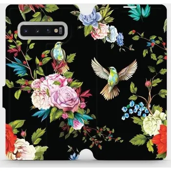 Flipové pouzdro Mobiwear - Samsung Galaxy S10 Plus - VD09S Ptáčci a květy (Knížkové flip pouzdro, obal, kryt na mobil Samsung Galaxy S10 Plus - VD09S Ptáčci a květy, materiál Umělá kůže + TPU - ochrana 360°, stojánek, silikonová vanička, magnetické zavírá