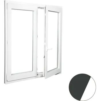 Okno ALUPLAST Plastové okno dvoukřídlé antracit/bílé 120x150 Otvírání: Pravé, Zasklení: Dvojsklo Ug= 1,1
