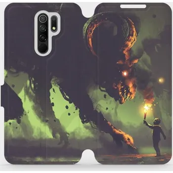 Pouzdro na mobilní telefon Flipové pouzdro Mobiwear - Xiaomi Redmi 9 - VA08P Příšera a kluk s pochodní (Knížkové flip pouzdro, obal, kryt na mobil Xiaomi Redmi 9 - VA08P Příšera a kluk s pochodní, materiál Umělá kůže + TPU - ochrana 360°, stojánek, silikonová vanička, magnetické)