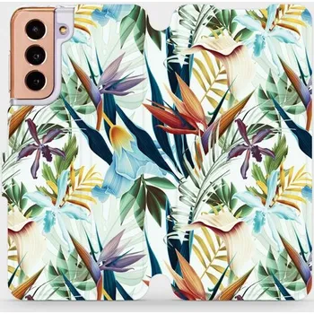 Pouzdro na mobilní telefon Flipové pouzdro Mobiwear - Samsung Galaxy S21 5G - M071P Flóra (Knížkové flip pouzdro, obal, kryt na mobil Samsung Galaxy S21 5G - M071P Flóra, materiál Umělá kůže + TPU - ochrana 360°, stojánek, silikonová vanička, magnetické zavírání)