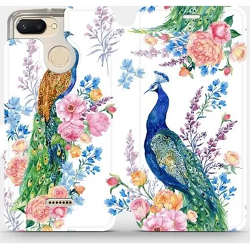 Pouzdro na mobilní telefon Flipové pouzdro Mobiwear - Xiaomi Redmi 6 - MX08S Pávi (Knížkové flip pouzdro, obal, kryt na mobil Xiaomi Redmi 6 - MX08S Pávi, materiál Umělá kůže + TPU - ochrana 360°, stojánek, silikonová vanička, magnetické zavírání)
