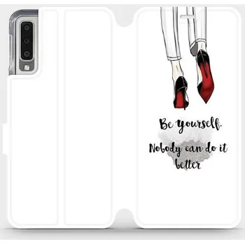 Pouzdro na mobilní telefon Flipové pouzdro Mobiwear - Samsung Galaxy A7 2018 - M046P Be yourself (Knížkové flip pouzdro, obal, kryt na mobil Samsung Galaxy A7 2018 - M046P Be yourself, materiál Umělá kůže + TPU - ochrana 360°, stojánek, silikonová vanička, magnetické zavírání)