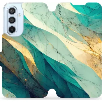 Pouzdro na mobilní telefon Flipové pouzdro Mobiwear - Samsung Galaxy A54 5G - VP37S Zlatavý a zelenkavý mramor (Knížkové flip pouzdro, obal, kryt na mobil Samsung Galaxy A54 5G - VP37S Zlatavý a zelenkavý mramor, materiál Umělá kůže + TPU - ochrana 360°, stojánek, silikonová vaničk