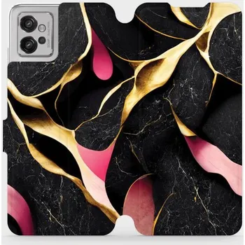 Pouzdro na mobilní telefon Flipové pouzdro Mobiwear - Motorola Moto G32 - VP35S Černý a zlatavý mramor (Knížkové flip pouzdro, obal, kryt na mobil Motorola Moto G32 - VP35S Černý a zlatavý mramor, materiál Umělá kůže + TPU - ochrana 360°, stojánek, silikonová vanička, magnetické)