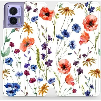 Pouzdro na mobilní telefon Flipové pouzdro Mobiwear - Motorola Edge 30 Neo - MP04S Luční kvítí (Knížkové flip pouzdro, obal, kryt na mobil Motorola Edge 30 Neo - MP04S Luční kvítí, materiál Umělá kůže + TPU - ochrana 360°, stojánek, silikonová vanička, magnetické zavírání)