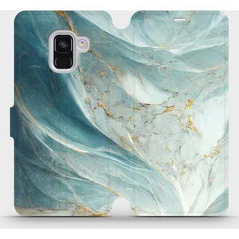 Pouzdro na mobilní telefon Flipové pouzdro Mobiwear - Samsung Galaxy A8 2018 - VP34S Zelenkavý a zlatavý mramor (Knížkové flip pouzdro, obal, kryt na mobil Samsung Galaxy A8 2018 - VP34S Zelenkavý a zlatavý mramor, materiál Umělá kůže + TPU - ochrana 360°, stojánek, silikonová)