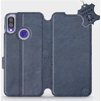 Pouzdro na mobilní telefon Kožené flip pouzdro Mobiwear - Xiaomi Redmi Note 7 - Modré (Kožené knížkové pouzdro, obal, kryt na mobil Xiaomi Redmi Note 7, Modré, materiál Genuine Leather, ochrana 360°, stojánek, silikonová vanička, magnetické zavírání)