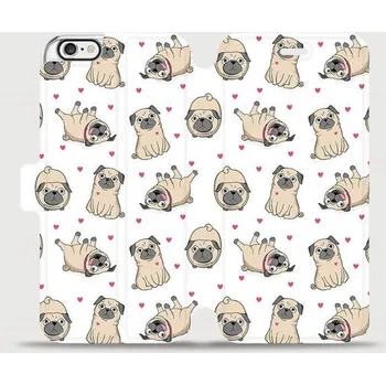 Pouzdro na mobilní telefon Flipové pouzdro Mobiwear - Apple iPhone 6 / iPhone 6s - M097P Mopsíci (Knížkové flip pouzdro, obal, kryt na mobil Apple iPhone 6 / iPhone 6s - M097P Mopsíci, materiál Umělá kůže + TPU - ochrana 360°, stojánek, silikonová vanička, magnetické zavírání)