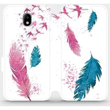 Pouzdro na mobilní telefon Flipové pouzdro Mobiwear - Samsung Galaxy J5 2017 - MR08S Pírka (Knížkové flip pouzdro, obal, kryt na mobil Samsung Galaxy J5 2017 - MR08S Pírka, materiál Umělá kůže + TPU - ochrana 360°, stojánek, silikonová vanička, magnetické zavírání)