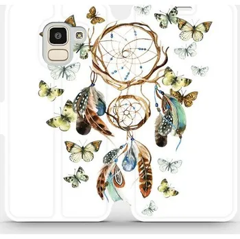 Pouzdro na mobilní telefon Flipové pouzdro Mobiwear - Samsung Galaxy J6 2018 - M001P Lapač a motýlci (Knížkové flip pouzdro, obal, kryt na mobil Samsung Galaxy J6 2018 - M001P Lapač a motýlci, materiál Umělá kůže + TPU - ochrana 360°, stojánek, silikonová vanička, magnetické zavírá