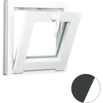 Okno ALUPLAST Sklopné plastové okno antracit/bílé 50x50 Zasklení: Trojsklo Ug= 0,7