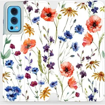 Pouzdro na mobilní telefon Flipové pouzdro Mobiwear - OnePlus Nord 2 5G - MP04S Luční kvítí (Knížkové flip pouzdro, obal, kryt na mobil OnePlus Nord 2 5G - MP04S Luční kvítí, materiál Umělá kůže + TPU - ochrana 360°, stojánek, silikonová vanička, magnetické zavírání)