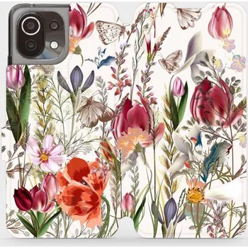 Pouzdro na mobilní telefon Flipové pouzdro Mobiwear - Xiaomi Mi 11 Lite - MP01S Rozkvetlá louka (Knížkové flip pouzdro, obal, kryt na mobil Xiaomi Mi 11 Lite - MP01S Rozkvetlá louka, materiál Umělá kůže + TPU - ochrana 360°, stojánek, silikonová vanička, magnetické zavírání)