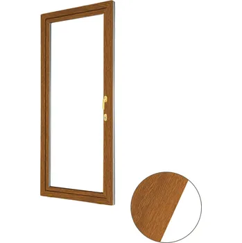 Okno ALUPLAST Plastové jednokřídlové balkonové dveře s oboustrannou klikou zlatý dub/bílé 80x200 Pravé