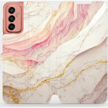 Pouzdro na mobilní telefon Flipové pouzdro Mobiwear - Samsung Galaxy M13 - VP32S Růžový a zlatavý mramor (Knížkové flip pouzdro, obal, kryt na mobil Samsung Galaxy M13 - VP32S Růžový a zlatavý mramor, materiál Umělá kůže + TPU - ochrana 360°, stojánek, silikonová vanička, magnetick