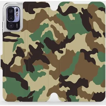 Pouzdro na mobilní telefon Flipové pouzdro Mobiwear - Xiaomi Redmi Note 10 5G - V111P Maskáče (Knížkové flip pouzdro, obal, kryt na mobil Xiaomi Redmi Note 10 5G - V111P Maskáče, materiál Umělá kůže + TPU - ochrana 360°, stojánek, silikonová vanička, magnetické zavírání)