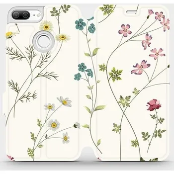Pouzdro na mobilní telefon Flipové pouzdro Mobiwear - Honor 9 Lite - MD03S Tenké rostlinky s květy (Knížkové flip pouzdro, obal, kryt na mobil Honor 9 Lite - MD03S Tenké rostlinky s květy, materiál Umělá kůže + TPU - ochrana 360°, stojánek, silikonová vanička, magnetické zavírání)