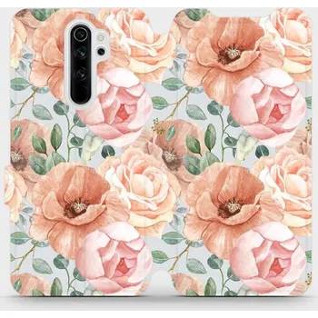 Pouzdro na mobilní telefon Flipové pouzdro Mobiwear - Xiaomi Redmi Note 8 Pro - MP02S Pastelové květy (Knížkové flip pouzdro, obal, kryt na mobil Xiaomi Redmi Note 8 Pro - MP02S Pastelové květy, materiál Umělá kůže + TPU - ochrana 360°, stojánek, silikonová vanička, magnetické)