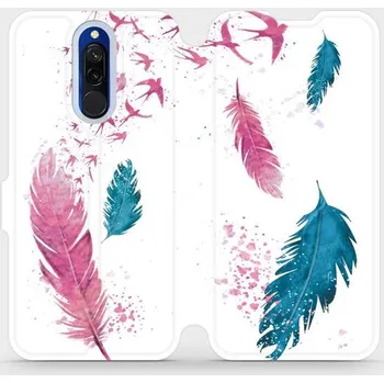 Pouzdro na mobilní telefon Flipové pouzdro Mobiwear - Xiaomi Redmi 8 - MR08S Pírka (Knížkové flip pouzdro, obal, kryt na mobil Xiaomi Redmi 8 - MR08S Pírka, materiál Umělá kůže + TPU - ochrana 360°, stojánek, silikonová vanička, magnetické zavírání)