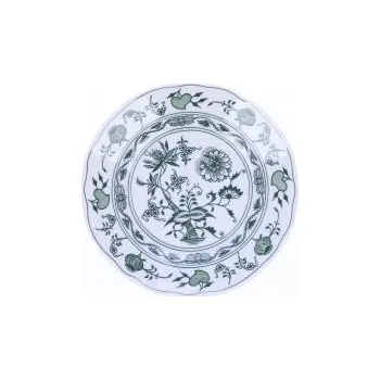 Talíř Cibulák Cibulový porcelán Dubí talíř dezertní praporový 19 cm Cibulák Zelený s platinou