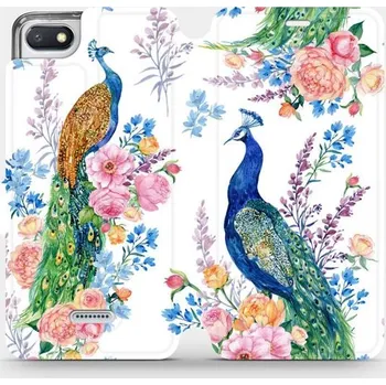 Pouzdro na mobilní telefon Flipové pouzdro Mobiwear - Xiaomi Redmi 6A - MX08S Pávi (Knížkové flip pouzdro, obal, kryt na mobil Xiaomi Redmi 6A - MX08S Pávi, materiál Umělá kůže + TPU - ochrana 360°, stojánek, silikonová vanička, magnetické zavírání)