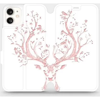 Pouzdro na mobilní telefon Flipové pouzdro Mobiwear - Apple iPhone 11 - M007S Růžový jelínek (Knížkové flip pouzdro, obal, kryt na mobil Apple iPhone 11 - M007S Růžový jelínek, materiál Umělá kůže + TPU - ochrana 360°, stojánek, silikonová vanička, magnetické zavírání)