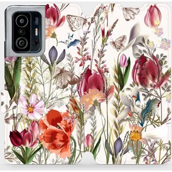Pouzdro na mobilní telefon Flipové pouzdro Mobiwear - Xiaomi 11T Pro / Xiaomi 11T - MP01S Rozkvetlá louka (Knížkové flip pouzdro, obal, kryt na mobil Xiaomi 11T Pro / Xiaomi 11T - MP01S Rozkvetlá louka, materiál Umělá kůže + TPU - ochrana 360°, stojánek, silikonová vanička,)