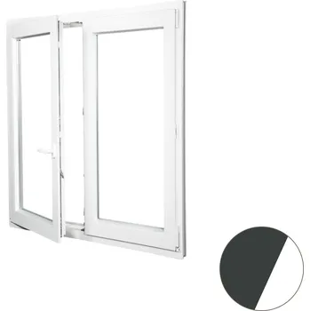 Okno ALUPLAST Plastové okno dvoukřídlé antracit/bílé 90x130 Otvírání: Levé, Zasklení: Dvojsklo Ug= 1,1
