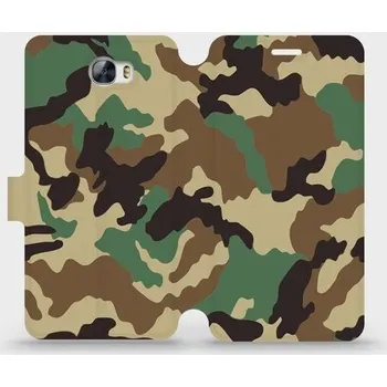 Pouzdro na mobilní telefon Flipové pouzdro Mobiwear - Huawei Y5 II - V111P Maskáče (Knížkové flip pouzdro, obal, kryt na mobil Huawei Y5 II - V111P Maskáče, materiál Umělá kůže + TPU - ochrana 360°, stojánek, silikonová vanička, magnetické zavírání)